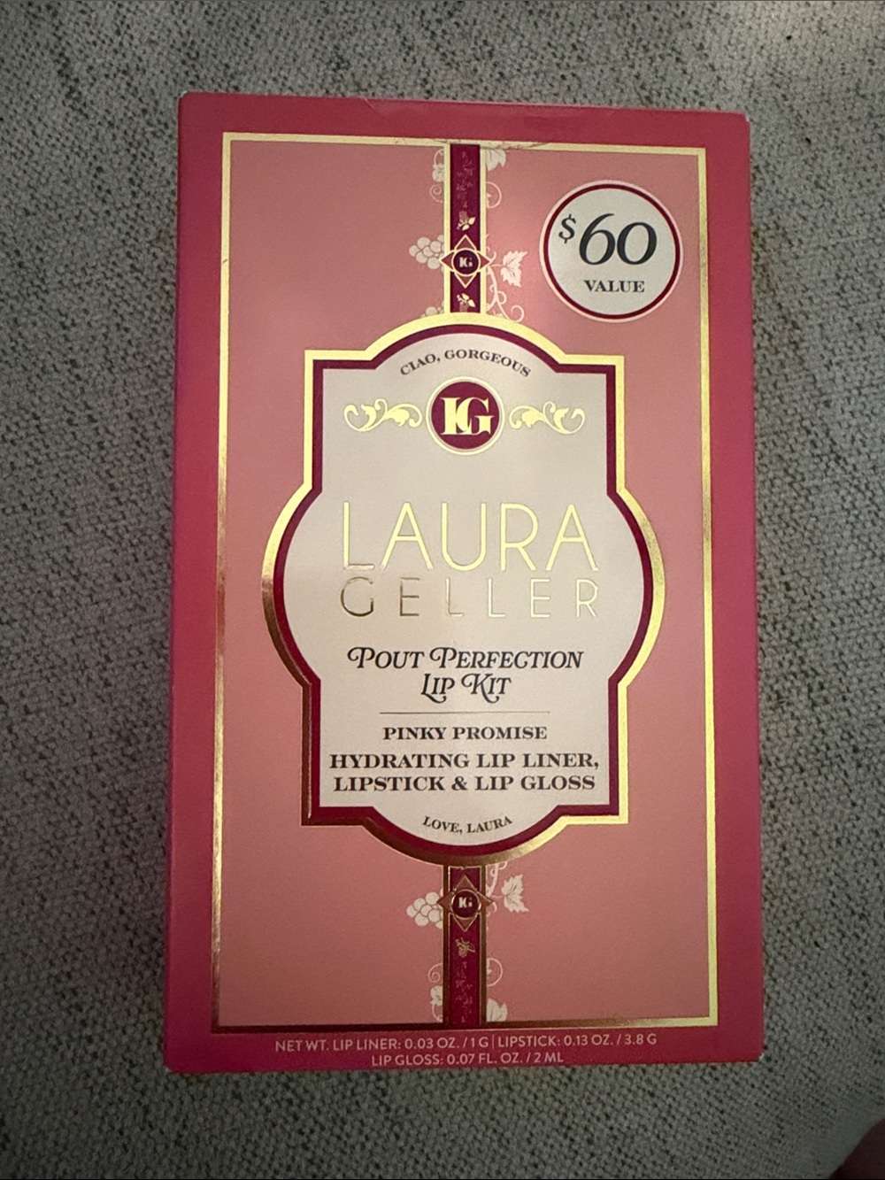 NWT Laura Geller Pout Perfection 3-Piece Lip Kit - Pinky Promise